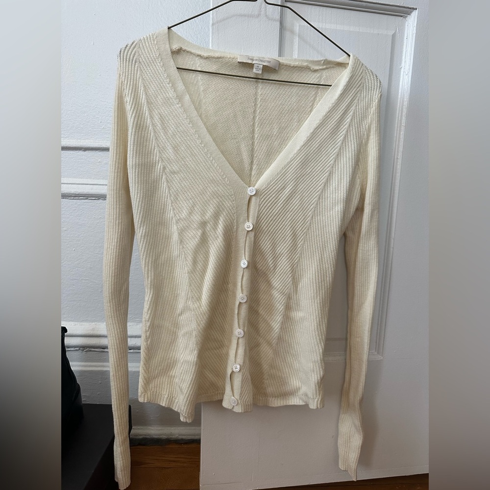 Favorite Daughter Cream Ribbed Cardigan - Picture 2 of 3